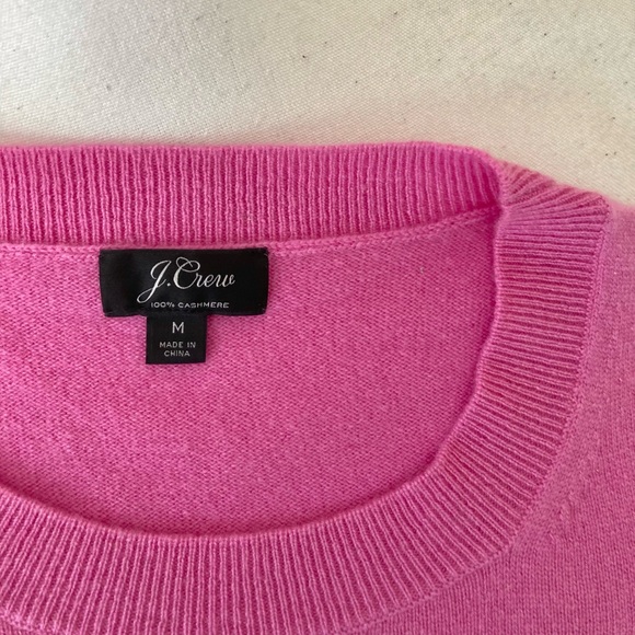 J. Crew Pink Kiss Kiss Layla Cashmere Crew Sweater Size M - Picture 9 of 10
